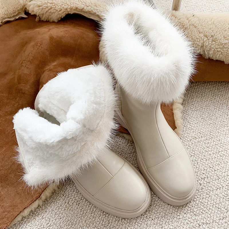 Cow Women Snow Leather & Fabric Ankle Real Fur Woman Shoes Warm Wool Blend Inside Winter Boots Ladies Botas
Cow Women Snow Leather & Fabric Ankle Real Fur Woman Shoes Warm Wool Blend Inside Winter Boots Ladies Botas