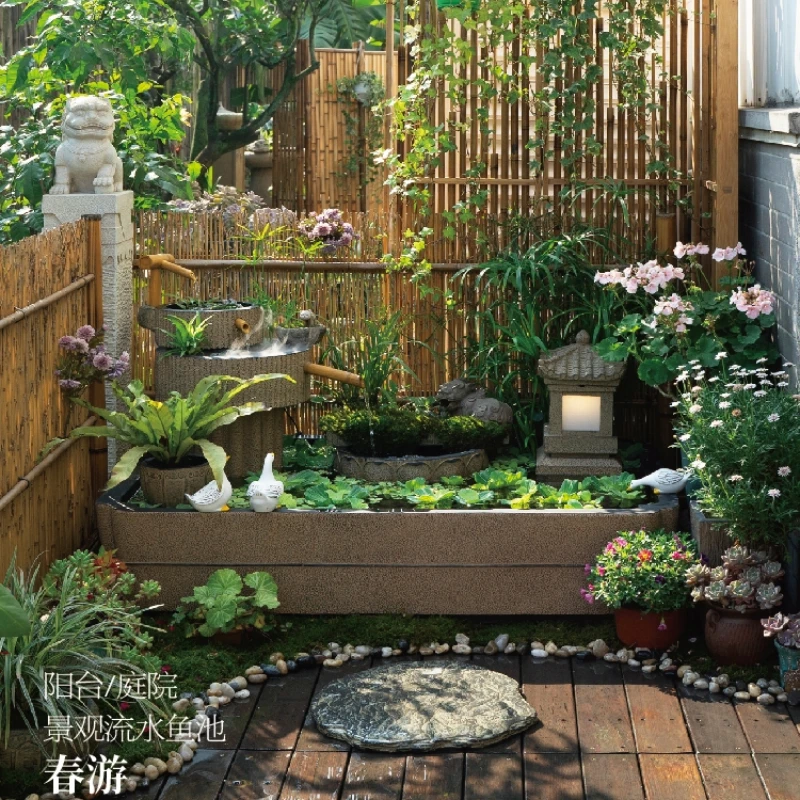 Chinese Courtyard Garden Layout Outdoor Flowing Water Fish Pond Balcony Decoration Landscape Pool Fish Tank Decoration
Chinese Courtyard Garden Layout Outdoor Flowing Water Fish Pond Balcony Decoration Landscape Pool Fish Tank Decoration