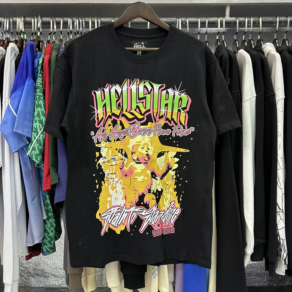 Black Hellstar Born Angel Tee Hip Hop Short Sleeve Men Women Hell Star World Tour T-shirt Path To Paradise Tops
Black Hellstar Born Angel Tee Hip Hop Short Sleeve Men Women Hell Star World Tour T-shirt Path To Paradise Tops