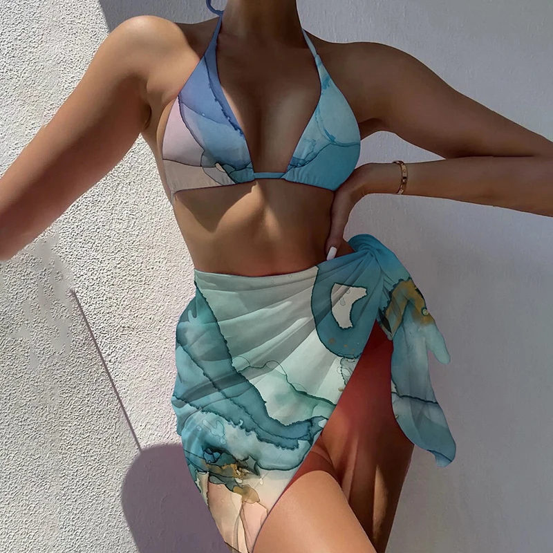 Halter Printed Swimsuit 3Pcs Set Backless Lace Up Swimwear Women High Waist Bathing Suit Sexy Bikinis
Halter Printed Swimsuit 3Pcs Set Backless Lace Up Swimwear Women High Waist Bathing Suit Sexy Bikinis