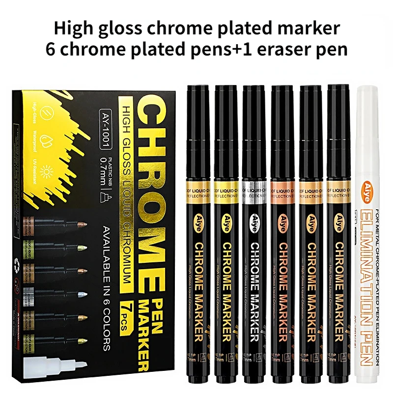 6+1set Metal Chrome Plated Marker Rose Gold Touch Up Paint Pen DIY Highlight Liquid Signature Mirror Pen
6+1set Metal Chrome Plated Marker Rose Gold Touch Up Paint Pen DIY Highlight Liquid Signature Mirror Pen