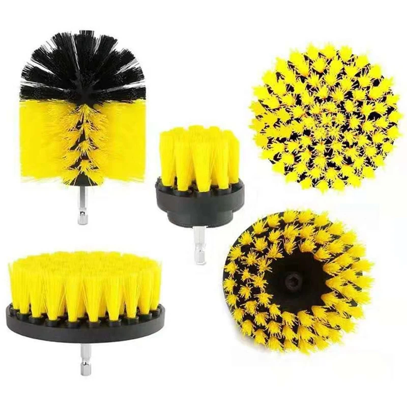 

Electric Drill Brush Set Auto Tires Cleaning Tool Bathroom Kitchen Round Plastic Scrubber Brushes for Grout Carpet Floor