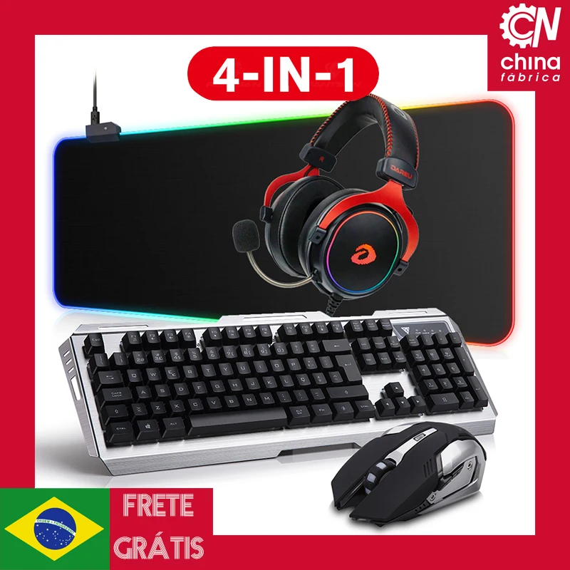 4 In 1 Sets Brazil Keyboard+Mouse+Mousepad+Headset Wired RGB Backlight Gamer Mice For Computer PC Gamer Gaming Mouse Combo
4 In 1 Sets Brazil Keyboard+Mouse+Mousepad+Headset Wired RGB Backlight Gamer Mice For Computer PC Gamer Gaming Mouse Combo