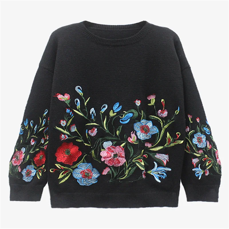Women Sweater Flower Embroidery Pullover Round Neck Casual Loose Knitted Female 2022 Autumn Winter Warm Sweaters Y2k Clothes
Women Sweater Flower Embroidery Pullover Round Neck Casual Loose Knitted Female 2022 Autumn Winter Warm Sweaters Y2k Clothes