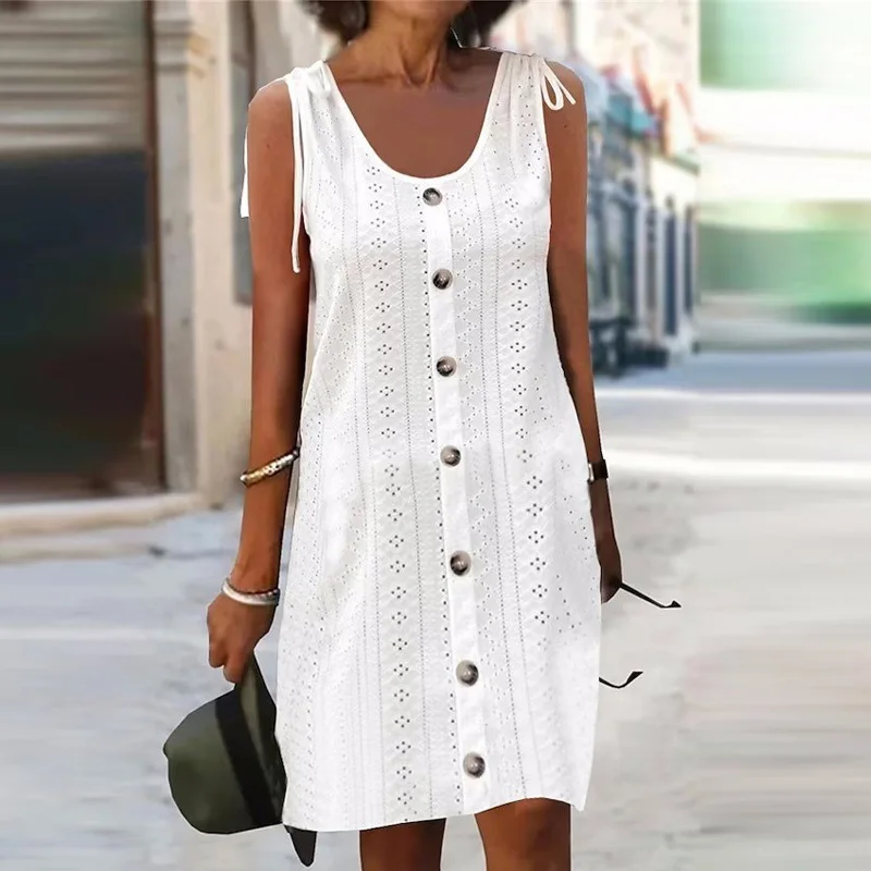 Женское платье-мини на пуговицах, с U-образным вырезом
Женское платье-мини на пуговицах, с U-образным вырезом