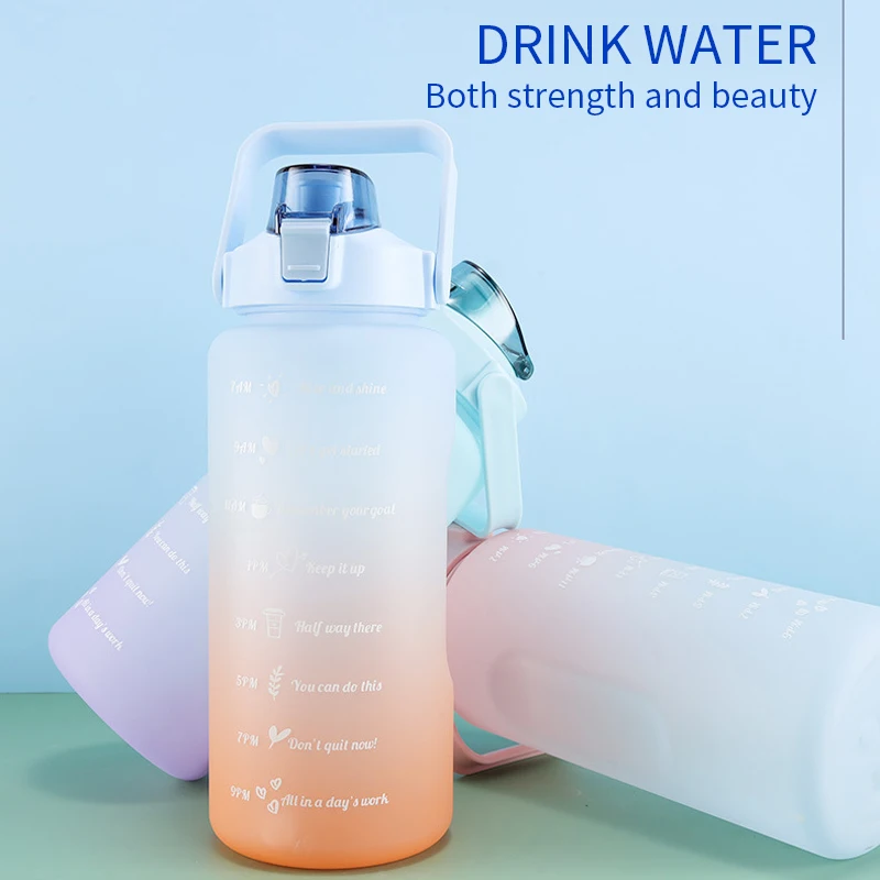 2000ml Home Water Bottle Straw Cup Color Stitching Plastic Water Cup Bottle Time Scale Frosted Outdoor Sports Student Couple Cup
2000ml Home Water Bottle Straw Cup Color Stitching Plastic Water Cup Bottle Time Scale Frosted Outdoor Sports Student Couple Cup