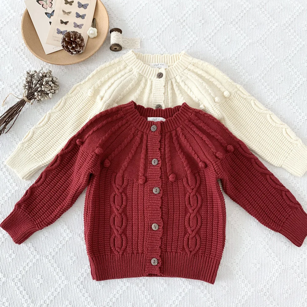 2022 Autumn New Baby Knitwear Girls Kintted Cardigan Twists Sweaters Coat Toddler Kids Clothes Outwear Handmade Ball Jacket Tops
2022 Autumn New Baby Knitwear Girls Kintted Cardigan Twists Sweaters Coat Toddler Kids Clothes Outwear Handmade Ball Jacket Tops