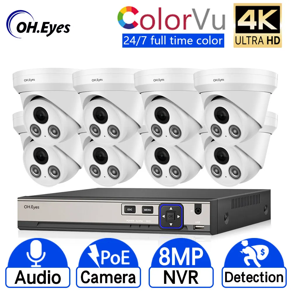 Камера видеонаблюдения 8 Мп 4K POE NVR односторонняя аудиосвязь наружная цветная