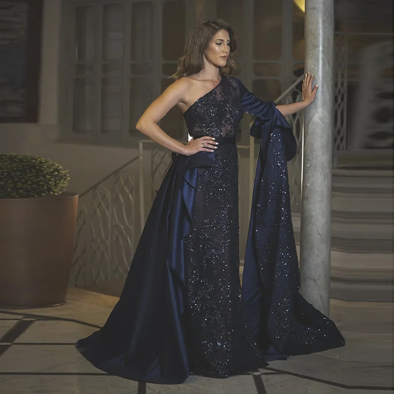 Sharon Said Elegant One Shoulder Navy Blue Evening Dress Luxury Arabic Overskirt Dubai Formal Party Gowns for Women Wedding S455
Sharon Said Elegant One Shoulder Navy Blue Evening Dress Luxury Arabic Overskirt Dubai Formal Party Gowns for Women Wedding S455
