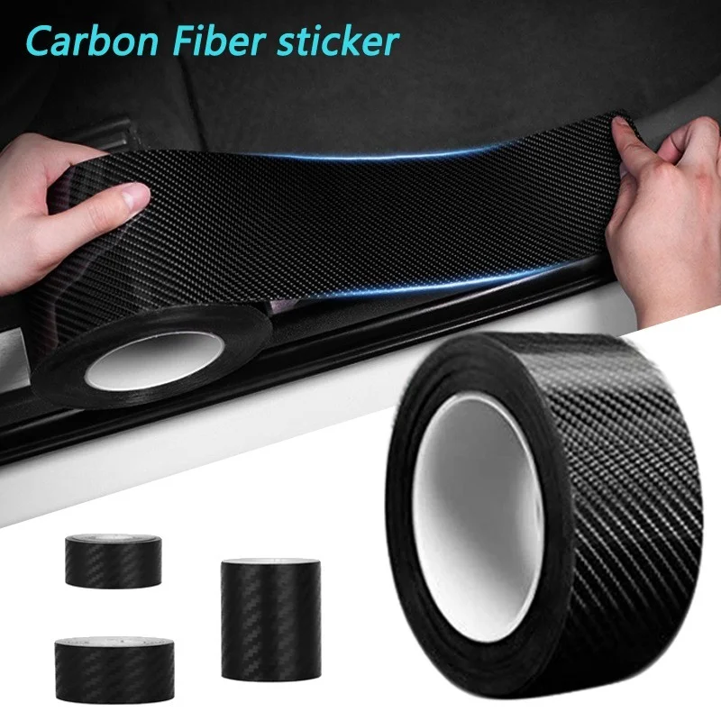 

5/3m Car 3D Carbon Fiber Stickers Door Sill Anti-stepping Protector Trunk Bumper Side Mirror Anti Scratch Tape Auto Decals