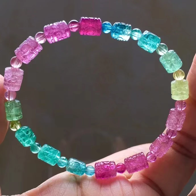 Natural Colorful Red Green Tourmaline Bracelet 6*8mm Clear Barrel Carved Beads Women Men Red Green Tourmaline Fashion AAAAAAA
Natural Colorful Red Green Tourmaline Bracelet 6*8mm Clear Barrel Carved Beads Women Men Red Green Tourmaline Fashion AAAAAAA