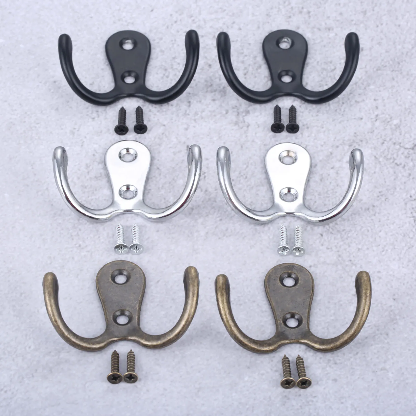 2pcs Black/ Silver/Antique Bronze Wall Door Bath Double Prong Coat Hook Hanger 2 Holes Antique Hardware with Screw 55*41mm
2pcs Black/ Silver/Antique Bronze Wall Door Bath Double Prong Coat Hook Hanger 2 Holes Antique Hardware with Screw 55*41mm