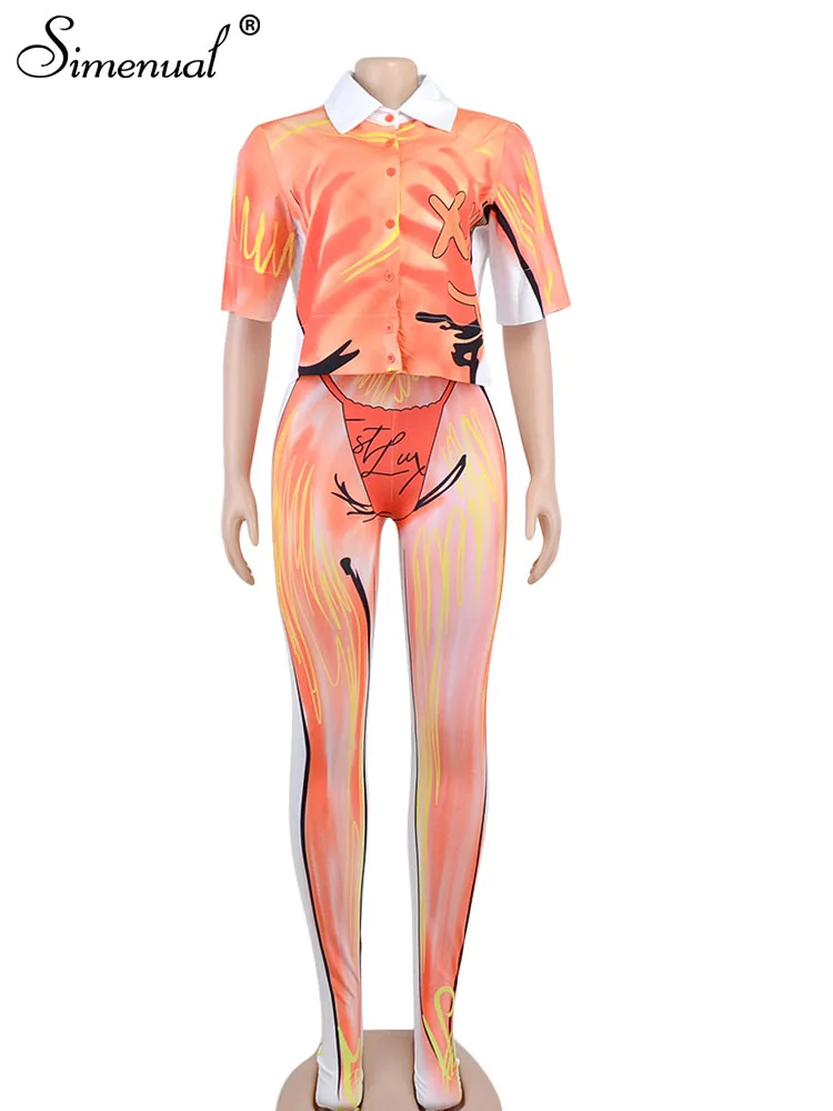 Simenual Gradient Multicolor Print 2 Piece Sets Women Single Breasted Polo Loose Shirt Esthetic Legging External Wear Outfits
Simenual Gradient Multicolor Print 2 Piece Sets Women Single Breasted Polo Loose Shirt Esthetic Legging External Wear Outfits