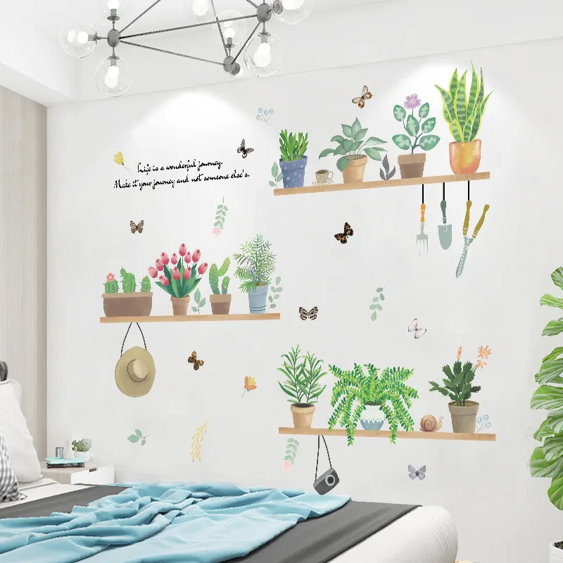 New Shade Potted Succulents Flowers Butterfly Wall Stickers Living Room Bedroom Decorative Painting Home Background Decoration
New Shade Potted Succulents Flowers Butterfly Wall Stickers Living Room Bedroom Decorative Painting Home Background Decoration