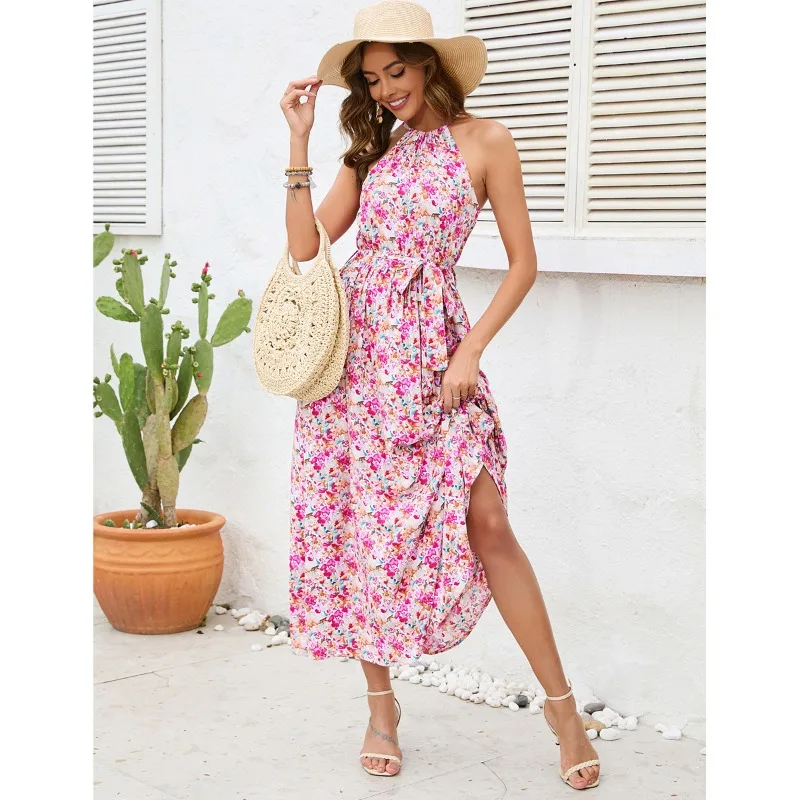 2023 summer new European and American off-the-shoulder halterneck suspender print lace-up swing dress
2023 summer new European and American off-the-shoulder halterneck suspender print lace-up swing dress