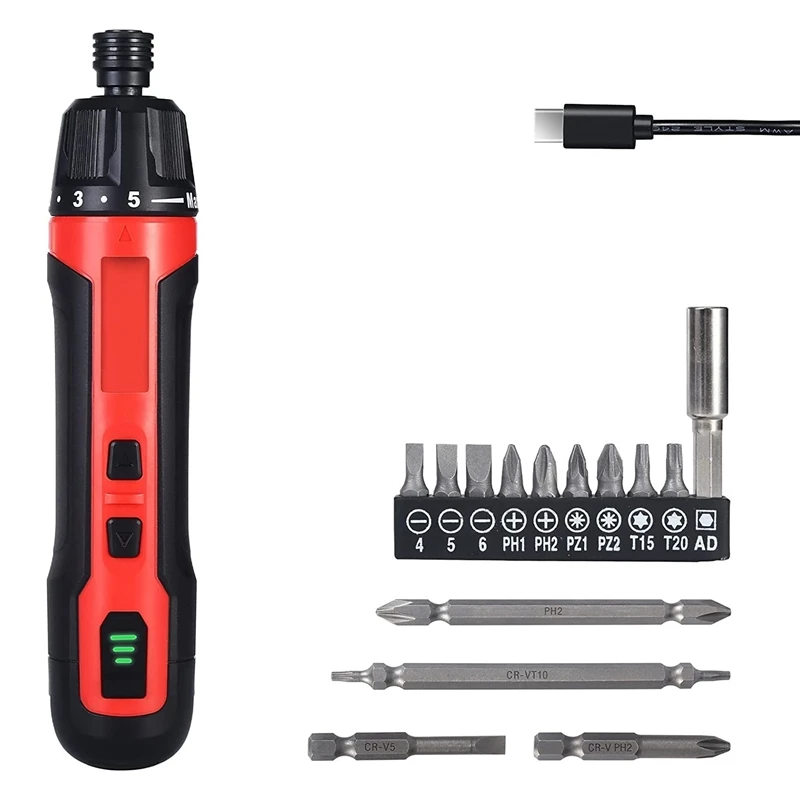 Electric Screwdriver 3.6V Cordless Screwdriver Torque Adjustable 6N.M Power Screwdriver Set With 15 Pcs Magnetic Bits
Electric Screwdriver 3.6V Cordless Screwdriver Torque Adjustable 6N.M Power Screwdriver Set With 15 Pcs Magnetic Bits