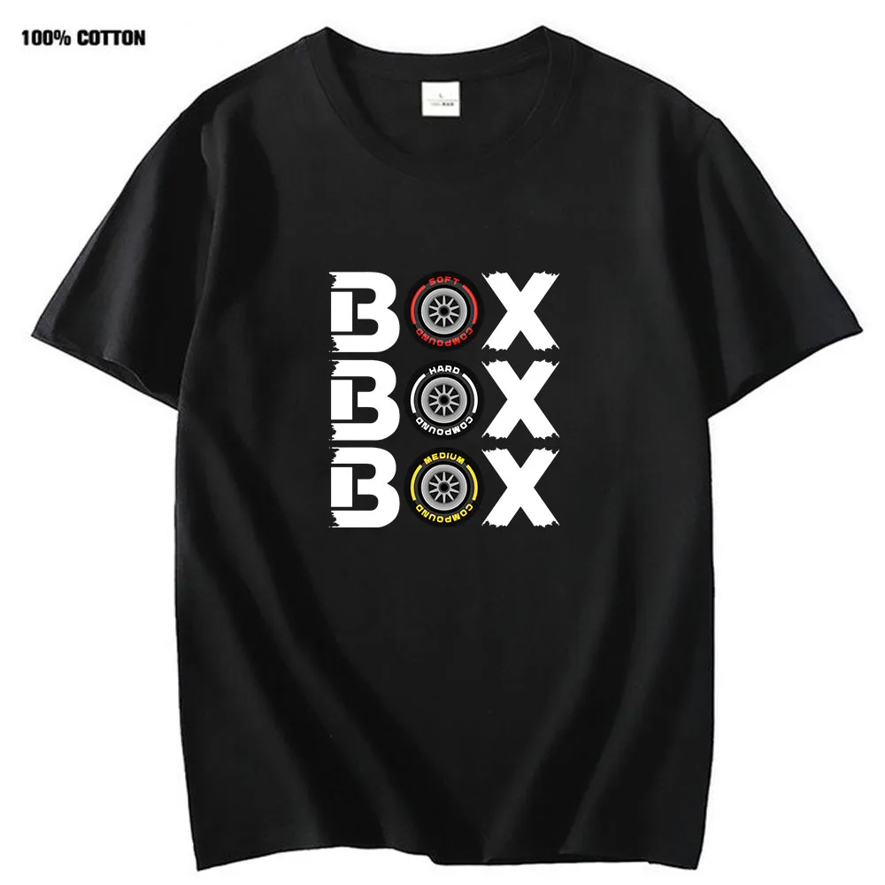 

Box Box Box F1 Tyre Compound V2 Tshirt Women's Short Sleeve Top 100%cotton Oversized Funny Video Games Men Clothing Y2k Clothes