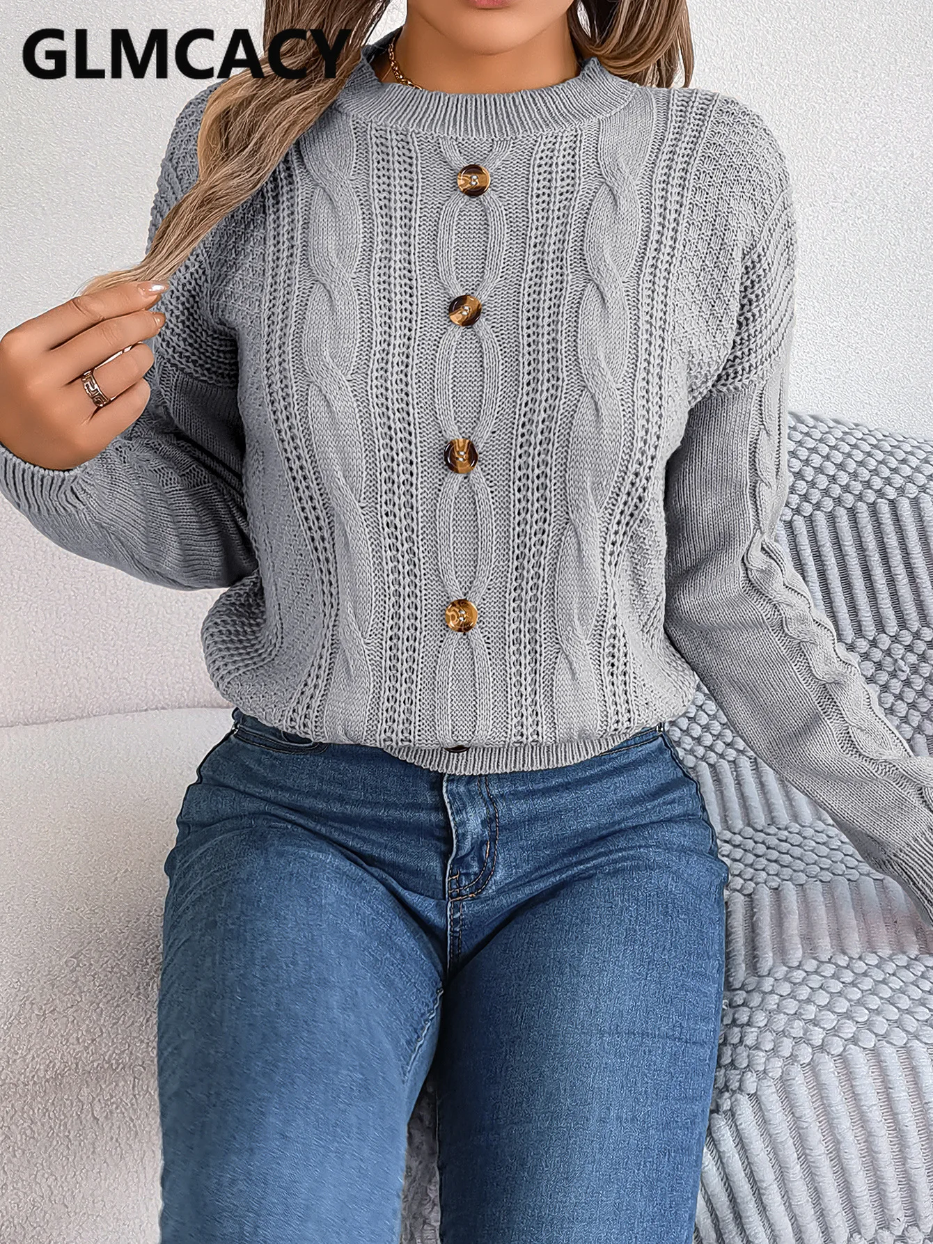 Mock Neck Long Sleeve Buttoned Braided Sweater
Mock Neck Long Sleeve Buttoned Braided Sweater