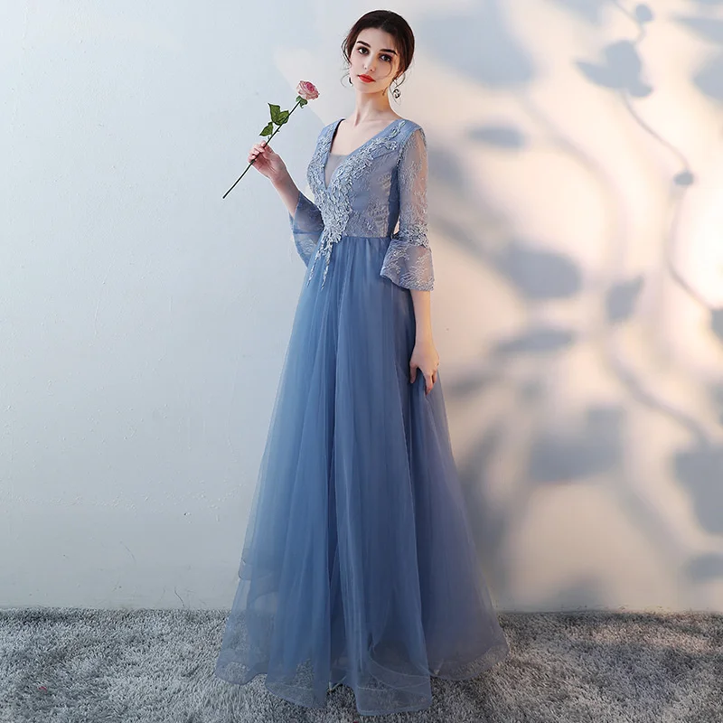 

Clothes Women's Party Evening Clothes Blue Long Sister Bride Clothes Clothes Annual Meeting Evening Clothes Women. Wedding Dress