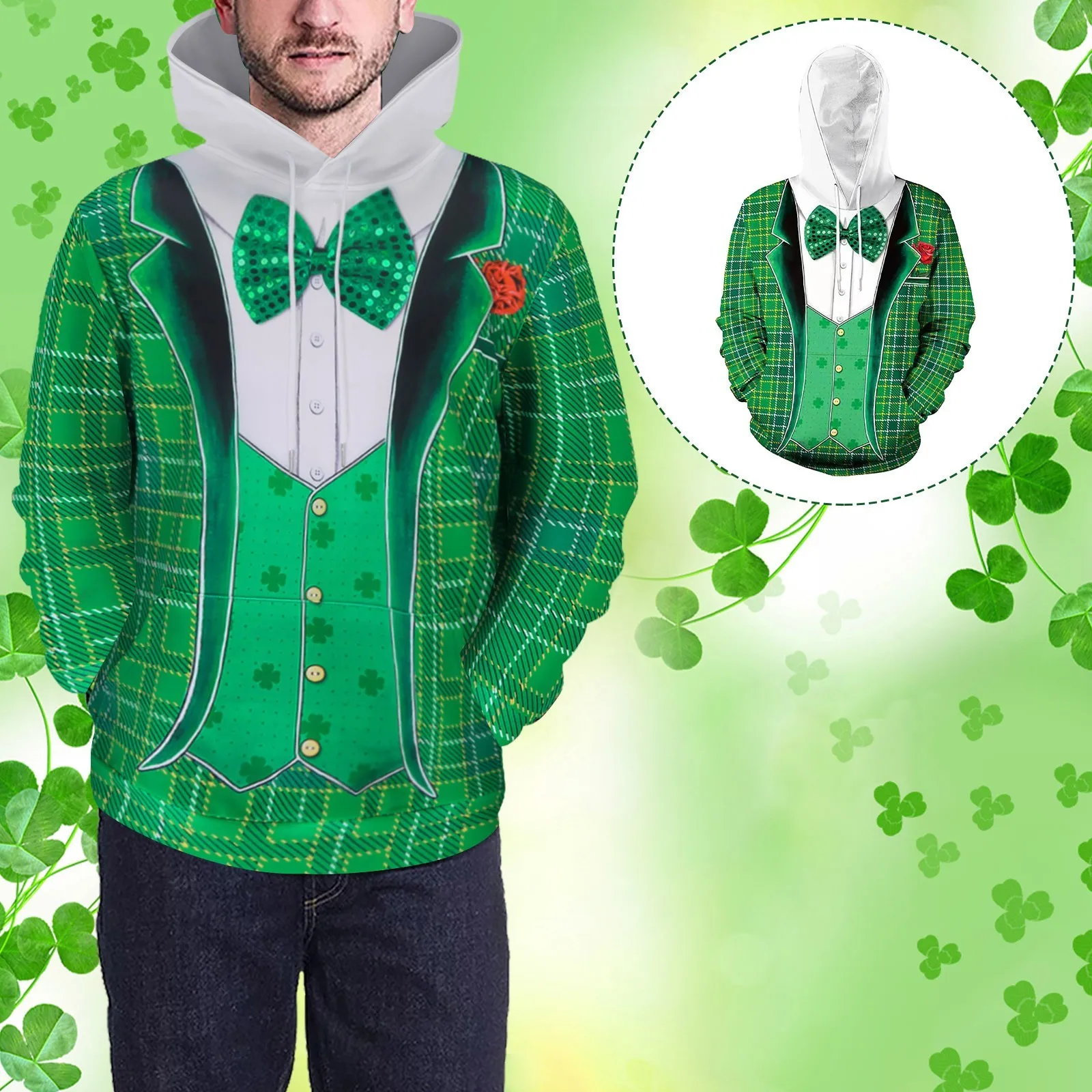 Men's Fashion Holiday Printing Long-sleeved Hooded Casual Sweater Top Hoodie Sweatshirt Tie Top
Men's Fashion Holiday Printing Long-sleeved Hooded Casual Sweater Top Hoodie Sweatshirt Tie Top