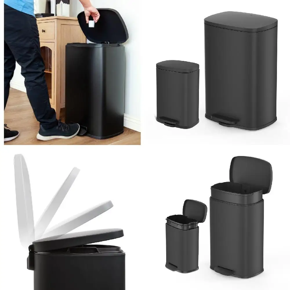 Magnificent K Black Durable, High-Quality Rectangular Shape Step Can Combo with Gallon & 3.2 Gallon Trash Can - Matte Black
Magnificent K Black Durable, High-Quality Rectangular Shape Step Can Combo with Gallon & 3.2 Gallon Trash Can - Matte Black