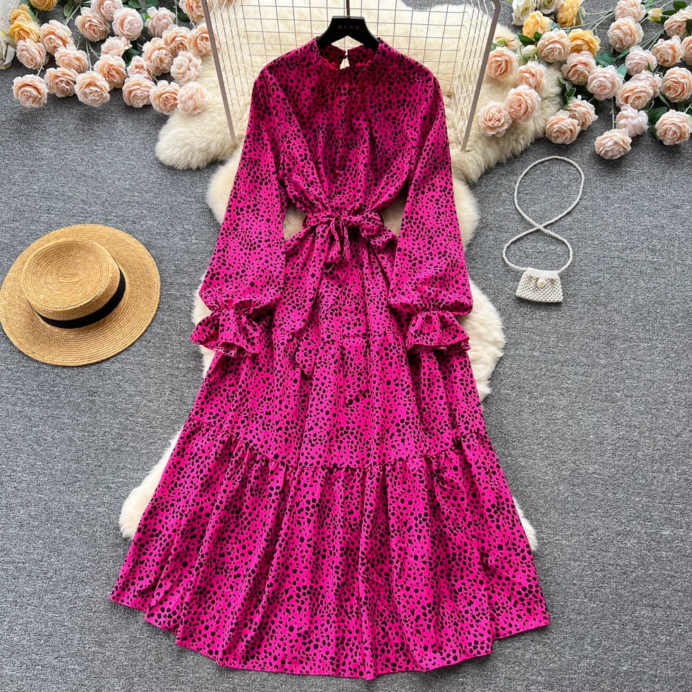Spring/Summer Leopard Print Dress Long Sleeved Lace Up Small Luxury Feeling Big Swing Skirt
Spring/Summer Leopard Print Dress Long Sleeved Lace Up Small Luxury Feeling Big Swing Skirt
