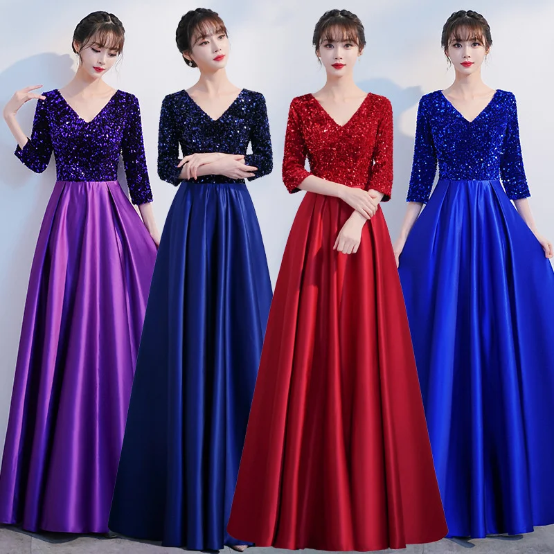 Chorus Dress Women's Long Modern Adult Performance Dress Elegant Temperament Dress Evening Dress Wedding dress
Chorus Dress Women's Long Modern Adult Performance Dress Elegant Temperament Dress Evening Dress Wedding dress