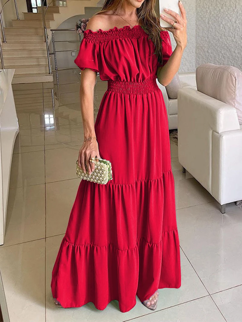 Женское летнее платье с открытыми плечами, однотонное длинное платье-макси с коротким рукавом и вырезом лодочкой, элегантное женское Клубн...
Женское летнее платье с открытыми плечами, однотонное длинное платье-макси с коротким рукавом и вырезом лодочкой, элегантное женское Клубн...