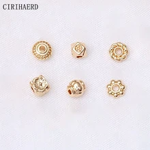 Wholesale 14K/18K Real Gold Plated Flat Spacer Loose Beads DIY Bracelets Jewelry Accessories Findings Separator Round Beads
