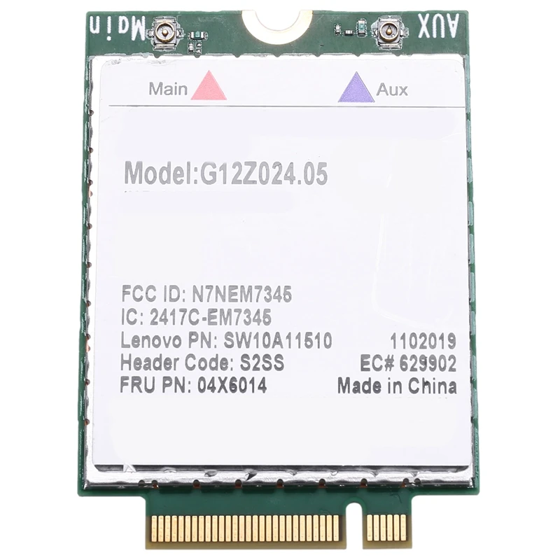 Notebook Wireless Network Card for Lenovo EM7345 LTE 4G Module FRU: 04X6014 T450 X250 X240 T440 L440 X1
Notebook Wireless Network Card for Lenovo EM7345 LTE 4G Module FRU: 04X6014 T450 X250 X240 T440 L440 X1