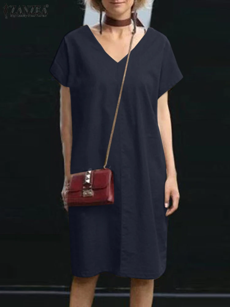 Summer Sundress ZANZEA Fashion Women V Neck Short Sleeve Party Knee-length Dress 2023 Elegant Solid Casual Loose Work Vestido
Summer Sundress ZANZEA Fashion Women V Neck Short Sleeve Party Knee-length Dress 2023 Elegant Solid Casual Loose Work Vestido