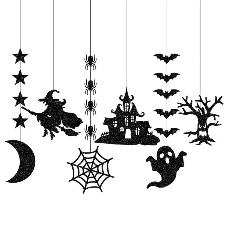 

Halloween Party Hang Decoration Spider Witch Ghost Bat Decor For Front Door Spooky Happy Halloween Wall Sign For Yard Home