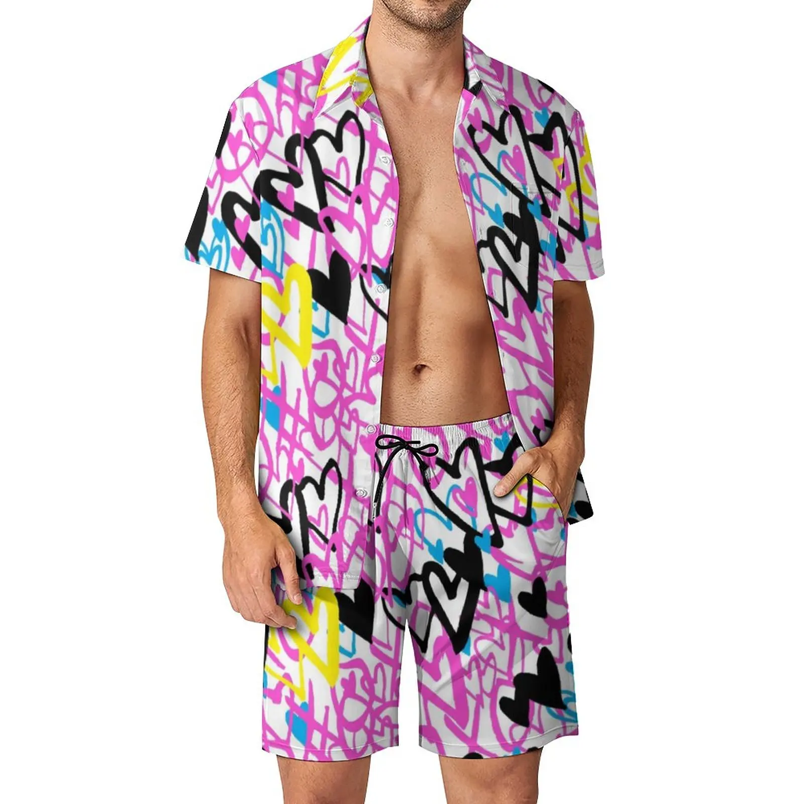 Nordic Lines Print Men Sets Graffiti Hearts Casual Shirt Set Vintage Beachwear Shorts Summer Graphic Suit Two-piece Plus Size
Nordic Lines Print Men Sets Graffiti Hearts Casual Shirt Set Vintage Beachwear Shorts Summer Graphic Suit Two-piece Plus Size
