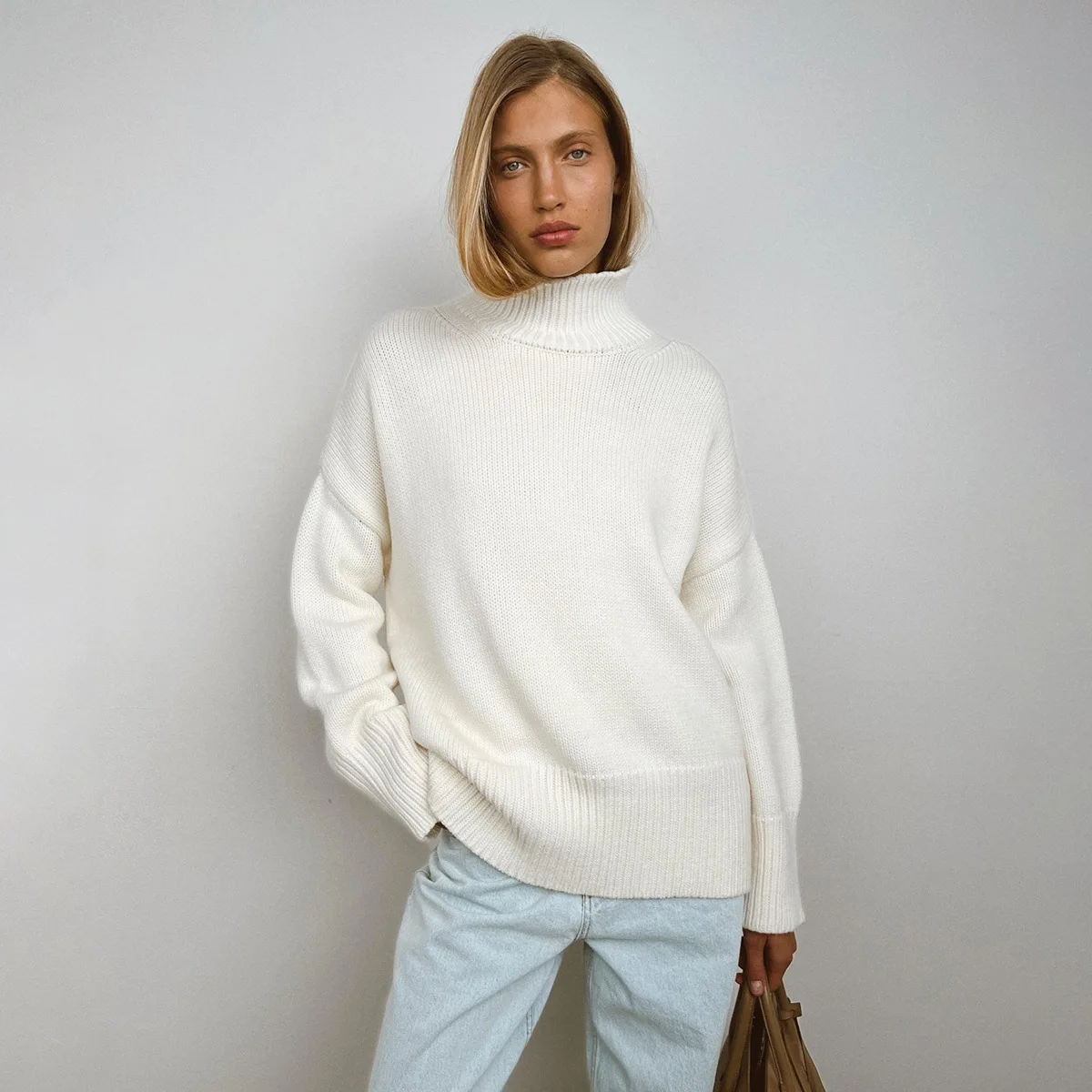 Women's Sweater Traf Knit Pullovers Half High Collar Coats 2023 Autumn Winter Commuter Solid Knitted Sweatershirt Official Tops
Women's Sweater Traf Knit Pullovers Half High Collar Coats 2023 Autumn Winter Commuter Solid Knitted Sweatershirt Official Tops