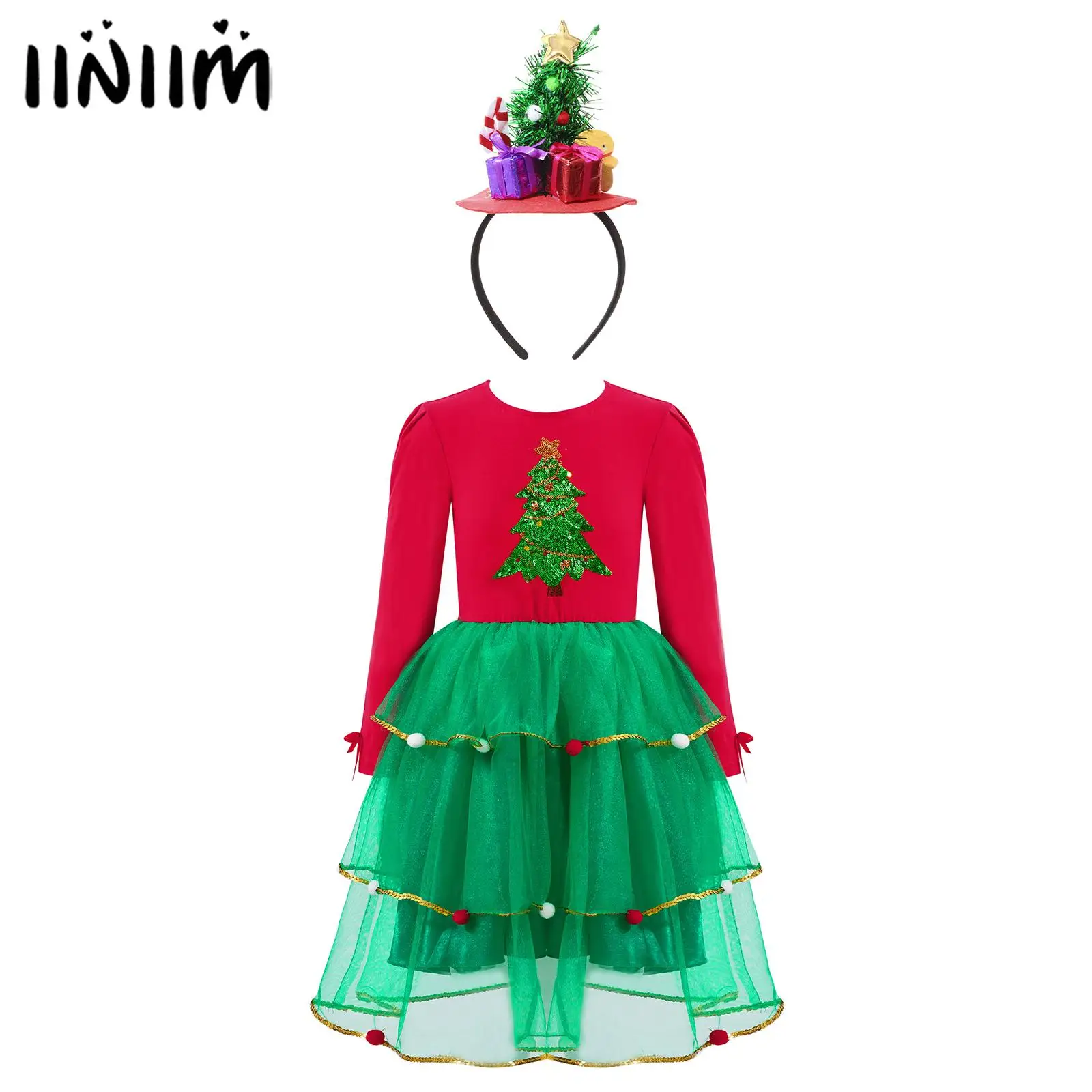 Kids Girls Long Sleeve Printed Christmas Cosplay Costume Tree Pompoms Adorned Party Stage Performance Layered Dress
Kids Girls Long Sleeve Printed Christmas Cosplay Costume Tree Pompoms Adorned Party Stage Performance Layered Dress