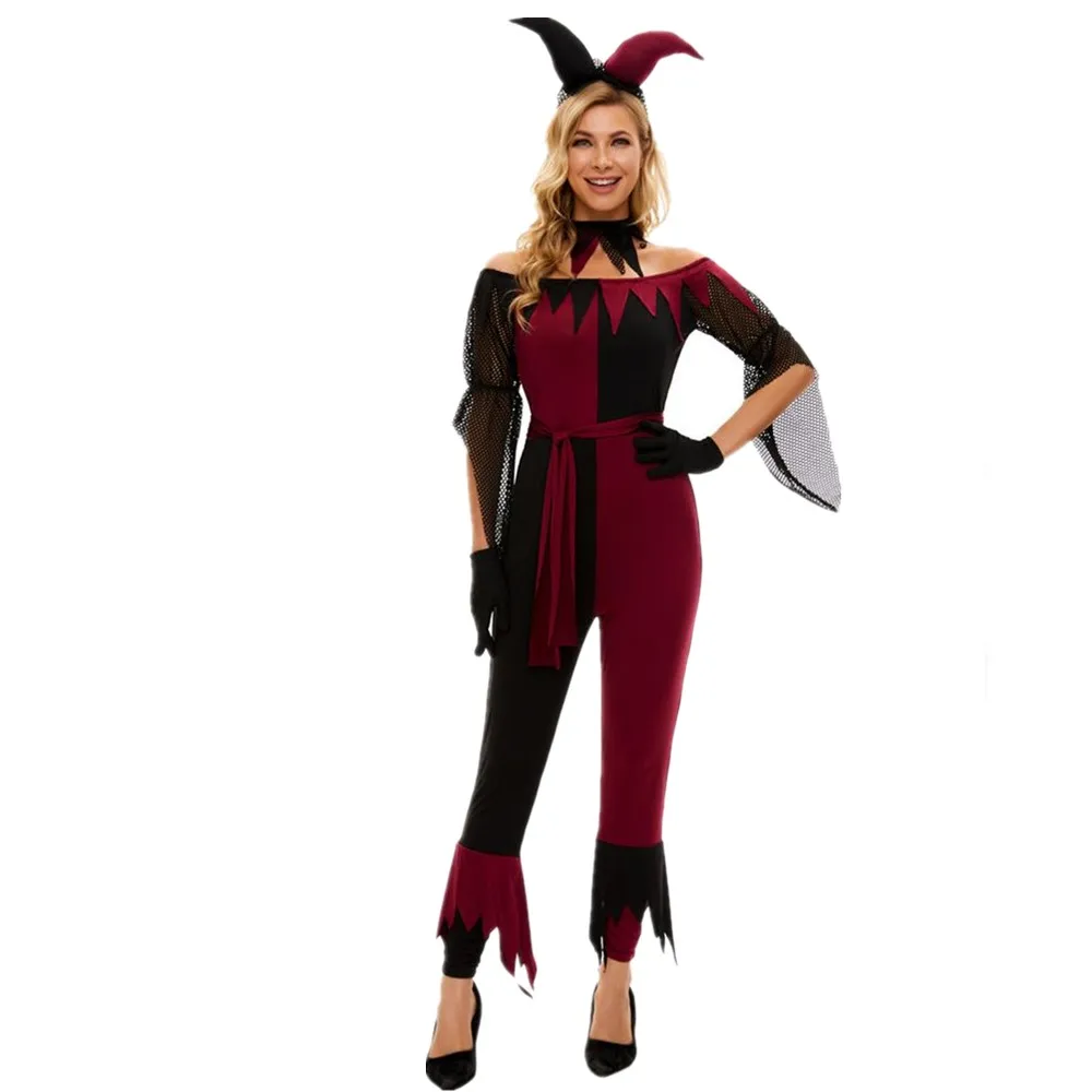 Purim Halloween Costumes for Adult Women Funny Circus Clown Costume Cosplay Jumpsuit Outfit Female Suit
Purim Halloween Costumes for Adult Women Funny Circus Clown Costume Cosplay Jumpsuit Outfit Female Suit