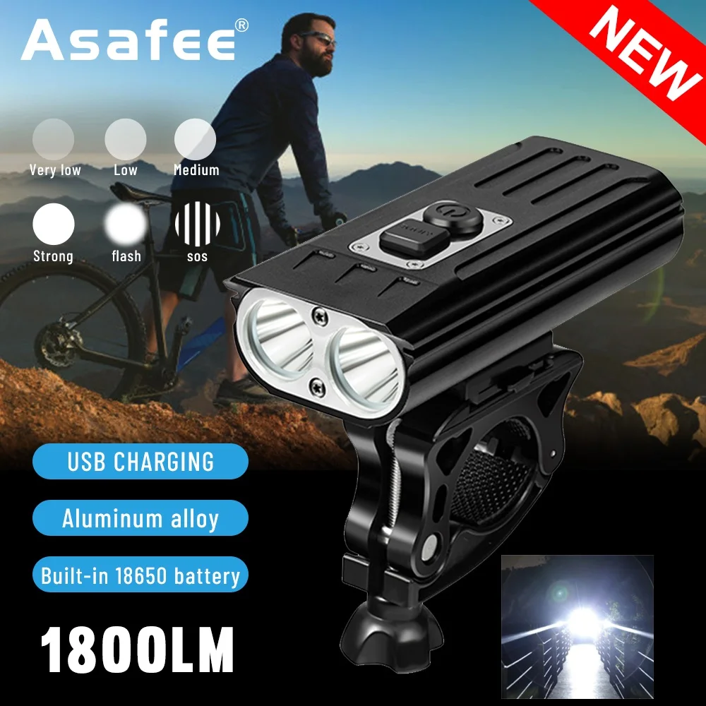 Professional LED Bike Bicycle Light 1800LM Built in 6800mAh Rechargeable Waterproof Bike Front Headlight Lamp 6 Modes Flashlight
Professional LED Bike Bicycle Light 1800LM Built in 6800mAh Rechargeable Waterproof Bike Front Headlight Lamp 6 Modes Flashlight
