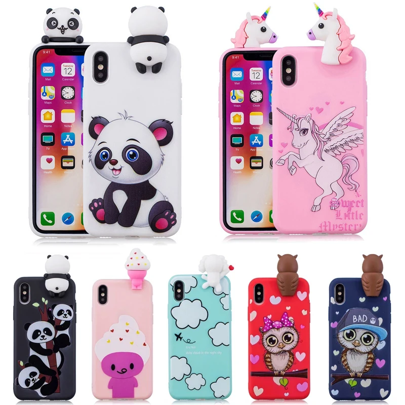 

Cute 3D Unicorn Panda Owl Silicon TPU Cover on For iPhone 11 12 13 Pro X XS Max XR 6 6S 7 8 Plus 5 SE 2020 2022 Case Women Child