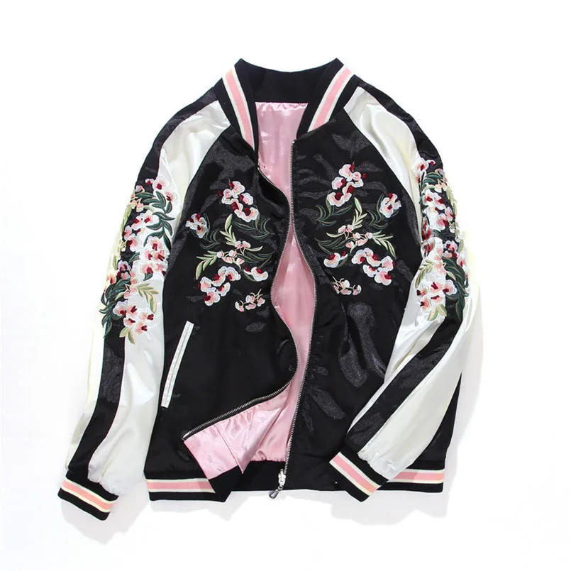 Satin Yokosuka Sukajan Embroidery Baseball Jacket Women Double Sided Female Bomber Coat Floral Harajuku Autumn Japan Girls
Satin Yokosuka Sukajan Embroidery Baseball Jacket Women Double Sided Female Bomber Coat Floral Harajuku Autumn Japan Girls