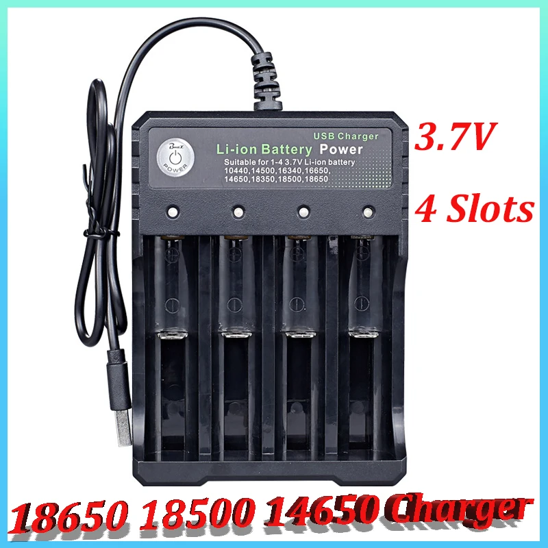 

Original 3.7V Charger 18650 Lithium Battery 4 Slot Smart Charger Suitable for 10440 14500 16340 16650 14650 18350 18500 18650