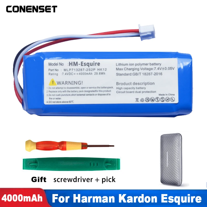 

7.4V 4000mAh MLP713287-2S2P HK12 Replacement Battery For Harman Kardon Esquire Bluetooth Speaker Free Tools
