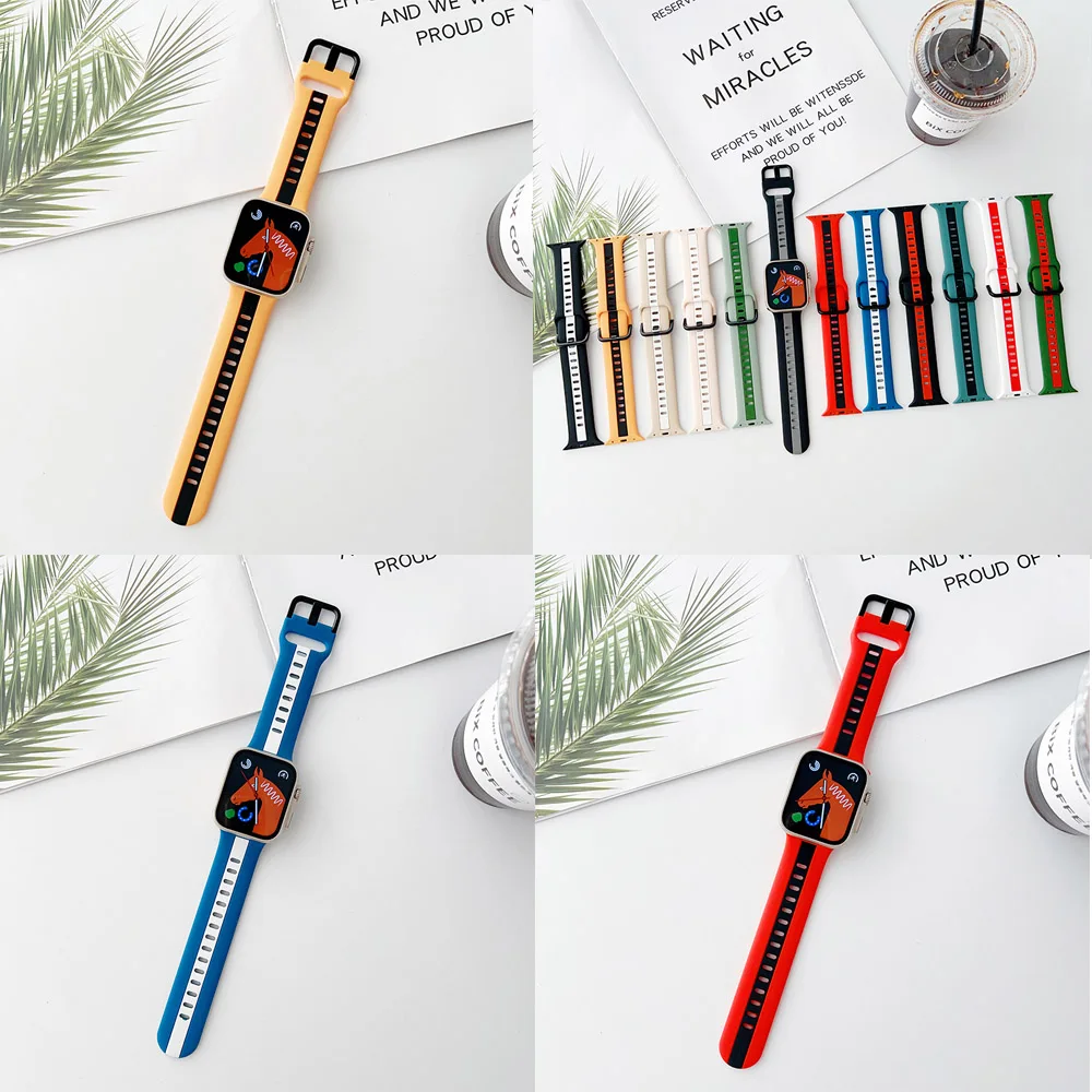 Two-color Silicone Strap for Apple Watch Band 45mm 44mm 41mm 49mm 42mm 40mm 38mm Sport Wristband for iWatch Ultra 8 7 6 5 4 3 SE
Two-color Silicone Strap for Apple Watch Band 45mm 44mm 41mm 49mm 42mm 40mm 38mm Sport Wristband for iWatch Ultra 8 7 6 5 4 3 SE