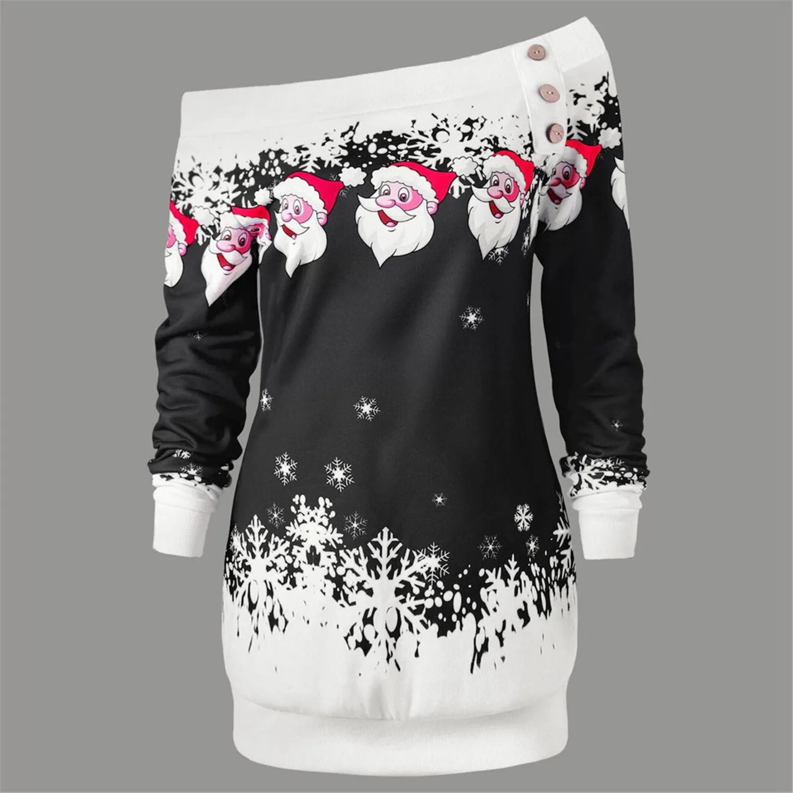 Womens Christmas T Shirts Long Sleeve One Shoulder Sweatershirts Santa Snowflake Cute Print Shirt Black Female Tee Shirt
Womens Christmas T Shirts Long Sleeve One Shoulder Sweatershirts Santa Snowflake Cute Print Shirt Black Female Tee Shirt