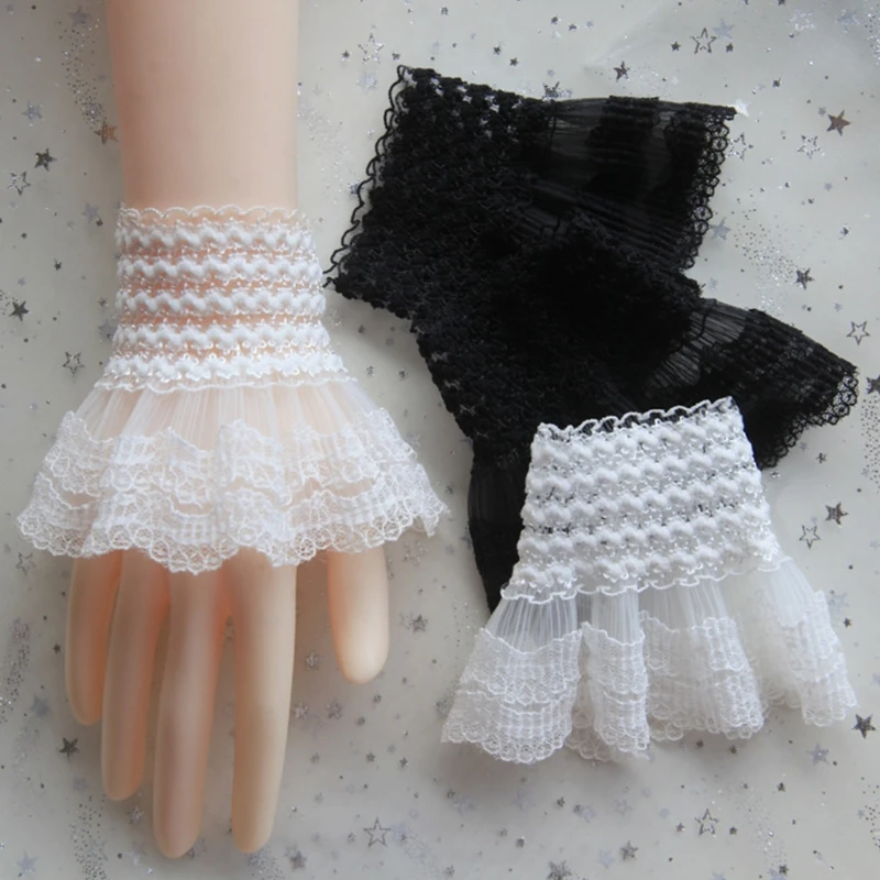 Ruffle Lace False Sleeve Sweater Lace Pleated Sleeves Detachable Wrist Cuffs Decor Elastic Mesh Lace Horn Cuffs
Ruffle Lace False Sleeve Sweater Lace Pleated Sleeves Detachable Wrist Cuffs Decor Elastic Mesh Lace Horn Cuffs