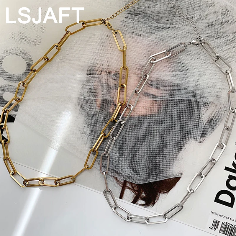 Hip Hop Gold Plated Stainless Steel Paperclip Chunky Thick Cuban Link Chain Pendant Necklaces Jewelry Women Gift Party Wedding
Hip Hop Gold Plated Stainless Steel Paperclip Chunky Thick Cuban Link Chain Pendant Necklaces Jewelry Women Gift Party Wedding
