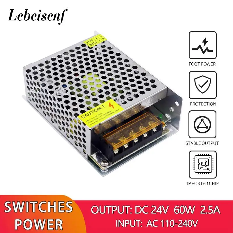 AC to DC 24V 60W 2.5A Switching Power Supply Converter 100-240V AC Inverter LED Strip Lighting Device Driver Adapter Transformer
AC to DC 24V 60W 2.5A Switching Power Supply Converter 100-240V AC Inverter LED Strip Lighting Device Driver Adapter Transformer