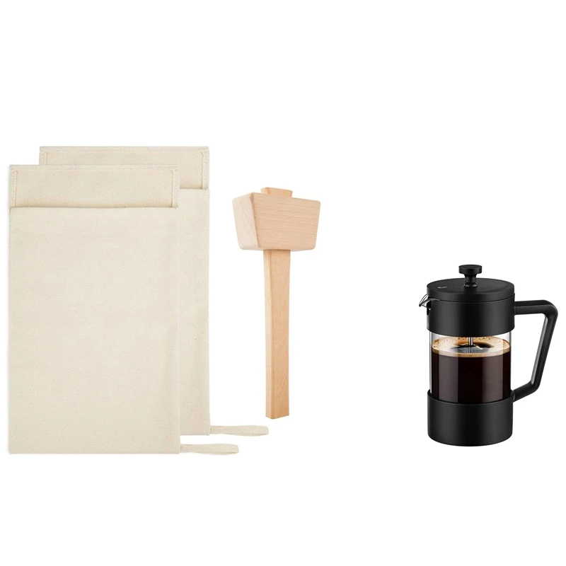 1 Set Ice Mallet Set-Reusable Canvas Crushed Ice Bags With Wooden Mallet & 1 Pcs French Press Coffee Tea Maker
1 Set Ice Mallet Set-Reusable Canvas Crushed Ice Bags With Wooden Mallet & 1 Pcs French Press Coffee Tea Maker