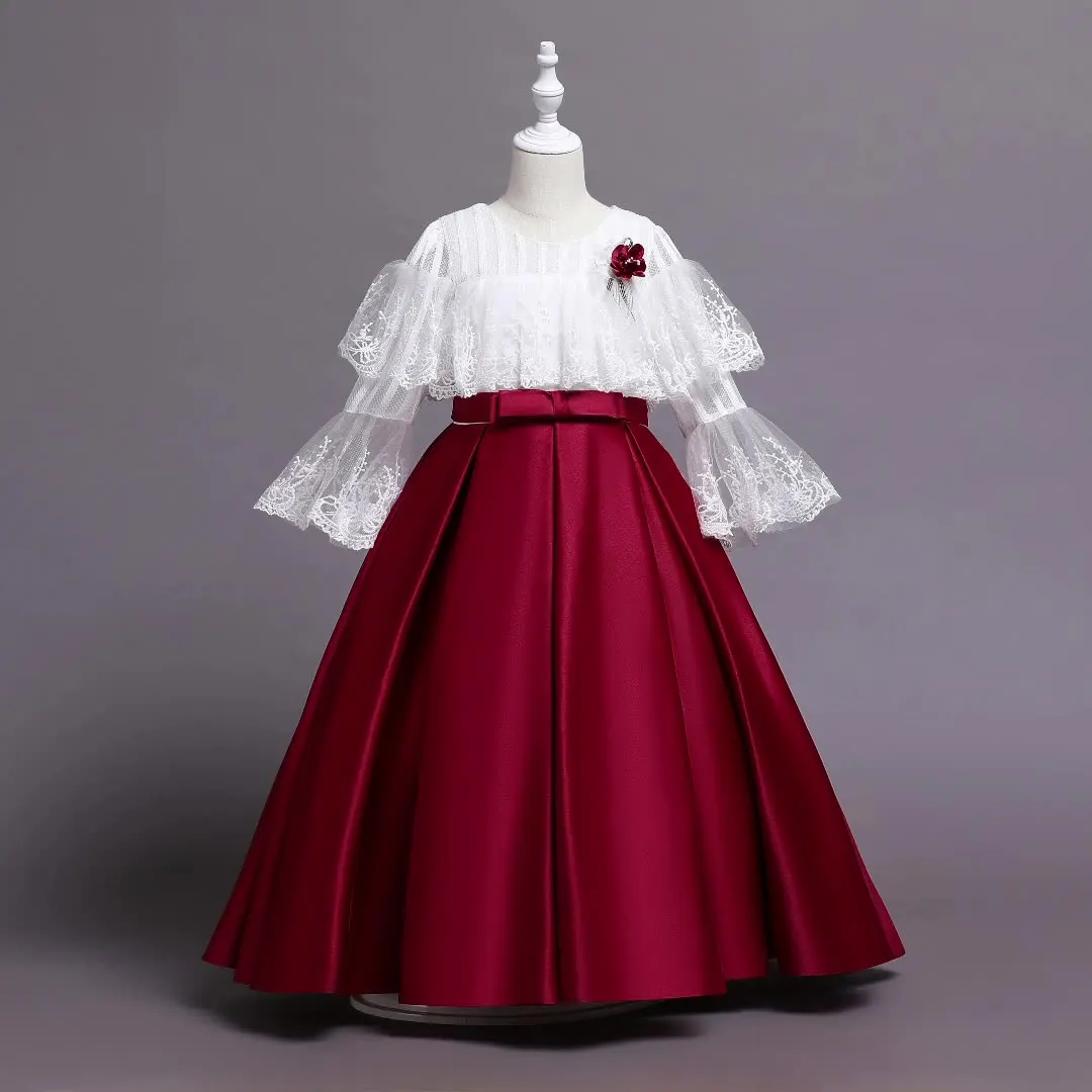 2021 New Girls Satin Long Sleeve Lace Red Princess Dress Kids Birthday Elegant Party Prom Ball Gown Children Costume 4-14 Year
2021 New Girls Satin Long Sleeve Lace Red Princess Dress Kids Birthday Elegant Party Prom Ball Gown Children Costume 4-14 Year