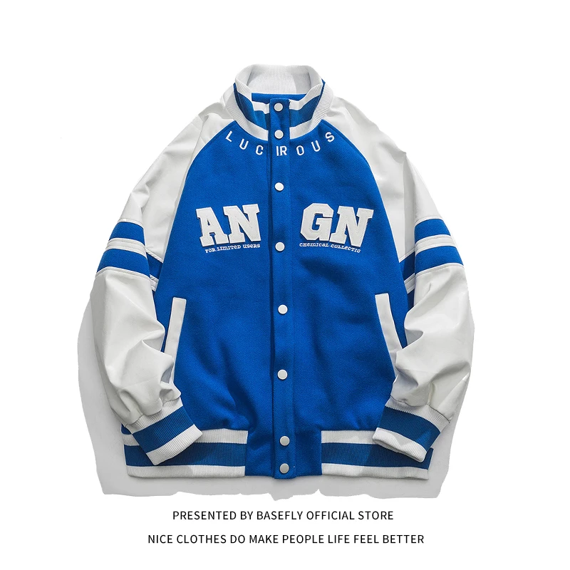 New Arrival Patchwork Letterman Embroid Stadium Award Men Baseball Bomber Jacket Unisex Women Varsity Coat University Street 
New Arrival Patchwork Letterman Embroid Stadium Award Men Baseball Bomber Jacket Unisex Women Varsity Coat University Street