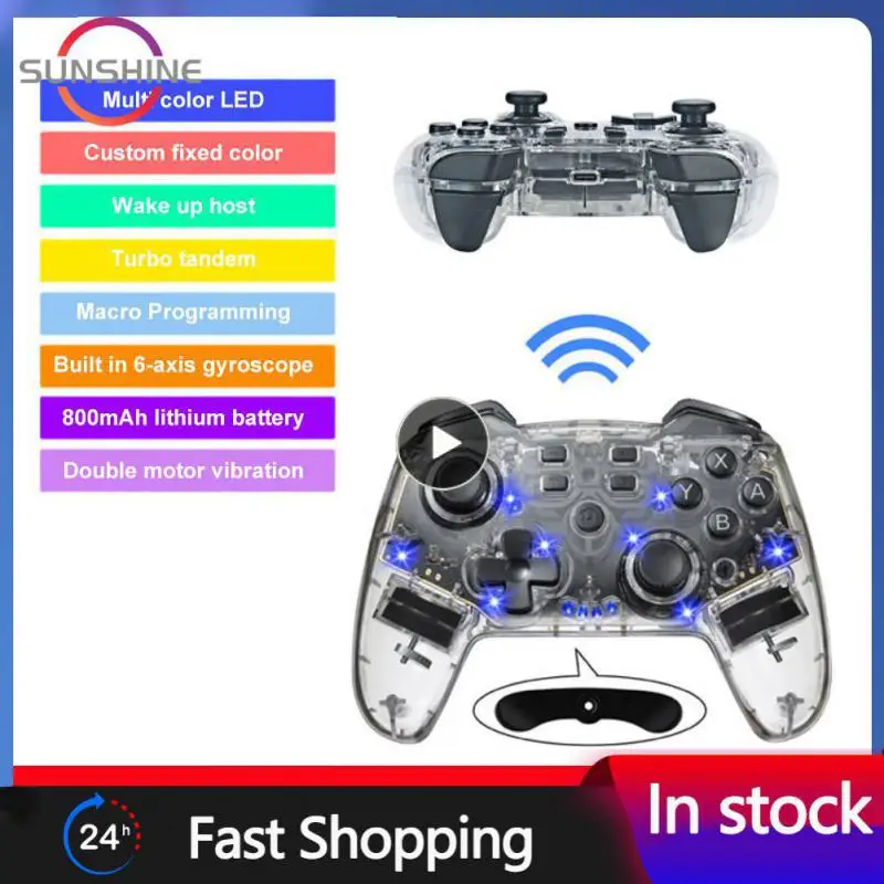 

Six Axis Gyroscope Gamepad Transparent Wireless Wireless Joystick Turbo Multi-color Breathing Light Game Controller Wake Up Rgb